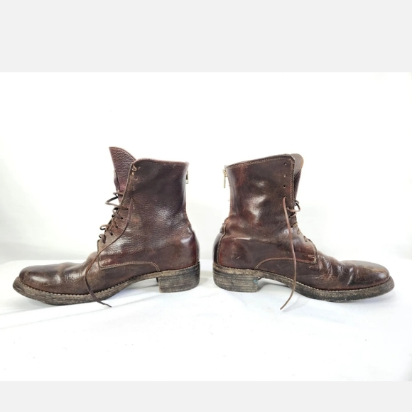 GUIDI Brown Leather Boots Lace up Zip Up Quality Craftsmanship Italy Men's 41 - Picture 4 of 9